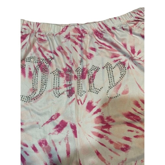 Juicy Couture Women's 1X Tie Dye Rhinestone Logo Pajama Set Pink - Picture 7 of 10